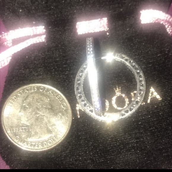 New Pandora Sparkle & Hearts Hoop Earrings for Blue Cup - Picture 3 of 5